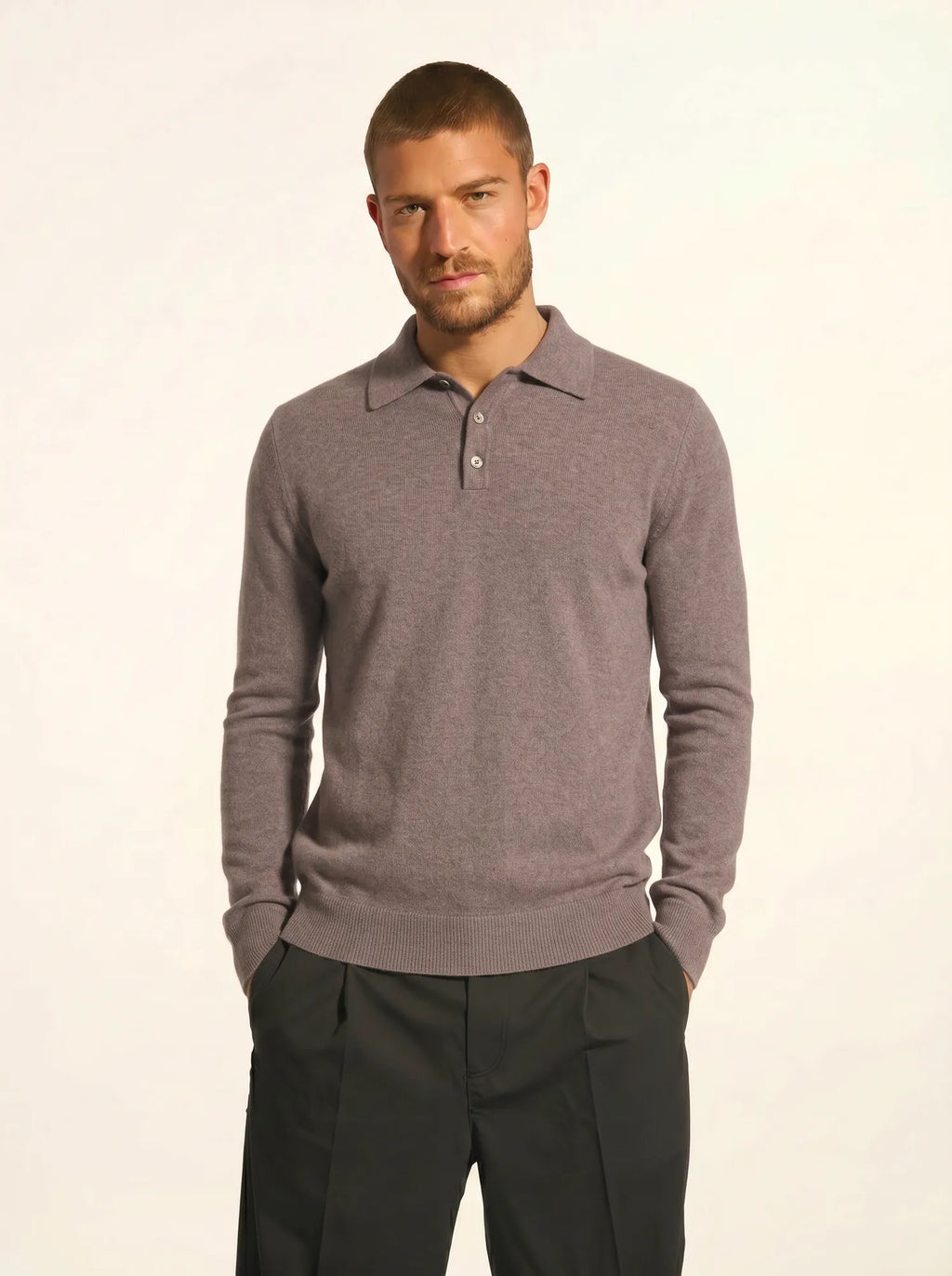 DOUGLAS Polo Long Sleeve Heather Caribou