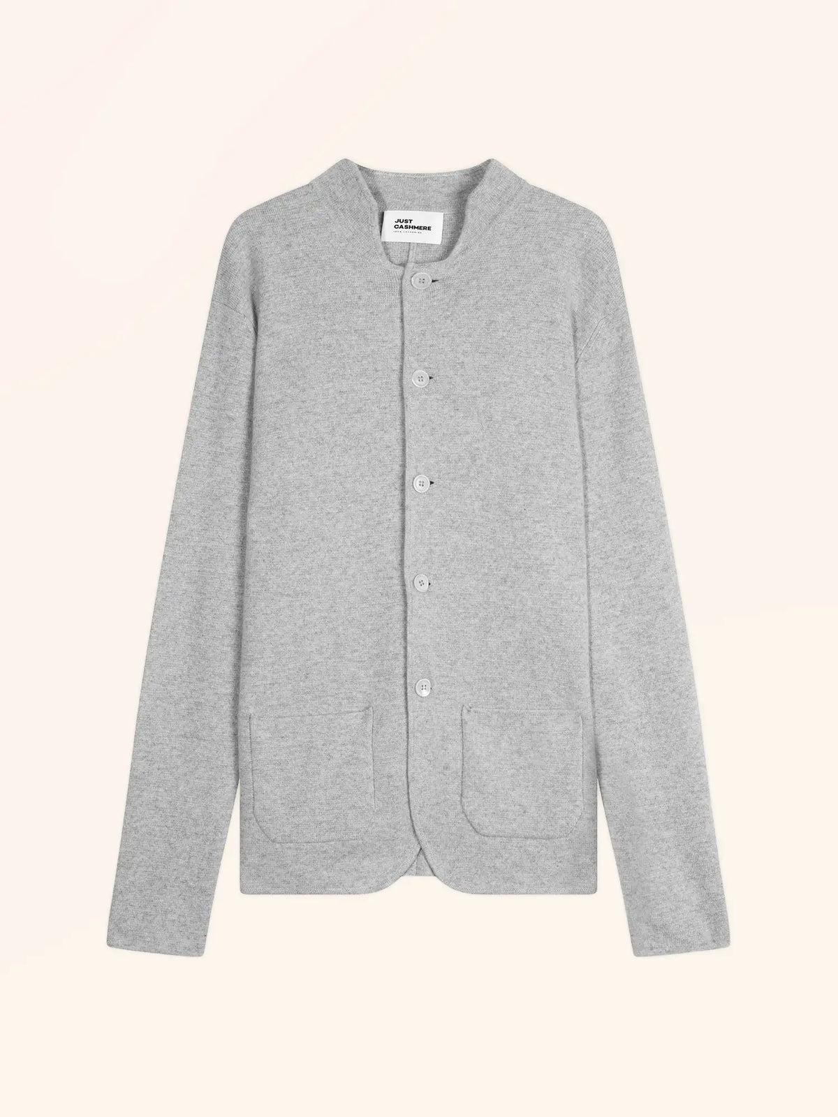 ANNA Veste Boutonnée Col Mao Gris Clair Chiné
