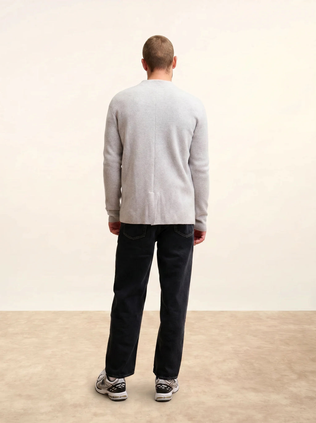 ANNA Veste Boutonnée Col Mao Gris Clair Chiné