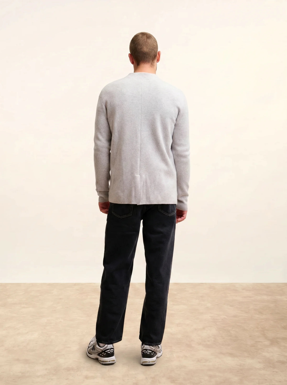 ANNA Veste Boutonnée Col Mao Gris Clair Chiné