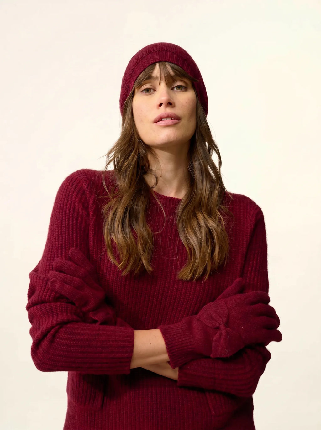 LUCY Gants 4 Fils Cranberry Chiné
