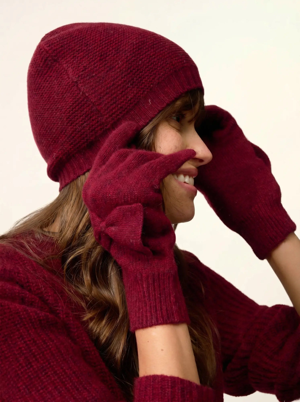 LUCY Gants 4 Fils Cranberry Chiné