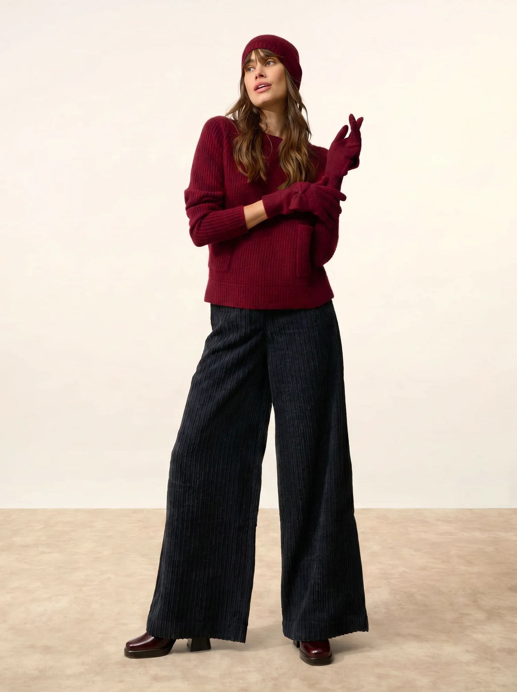 LUCY Gants 4 Fils Cranberry Chiné