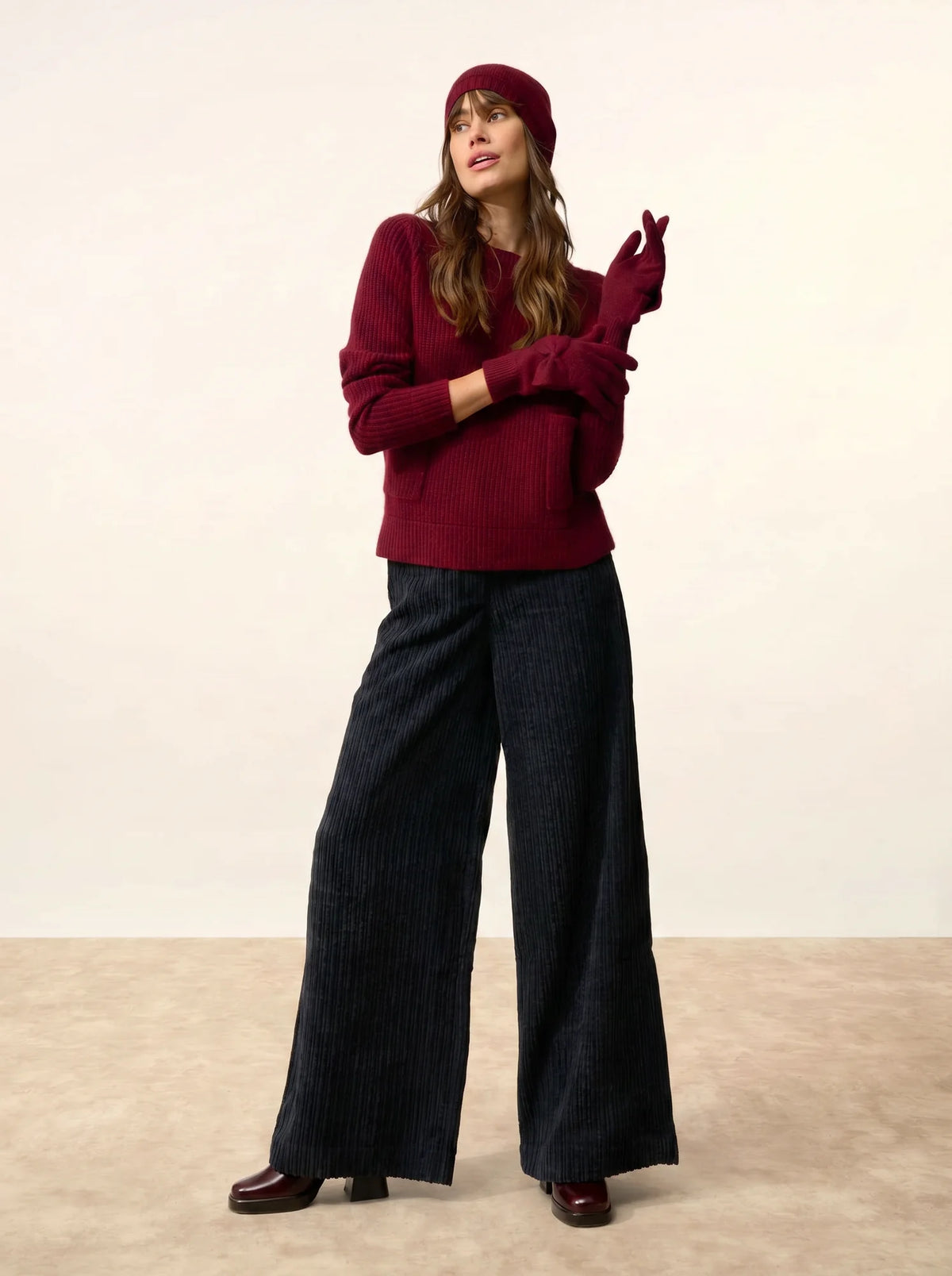 LUCY Gants 4 Fils Cranberry Chiné