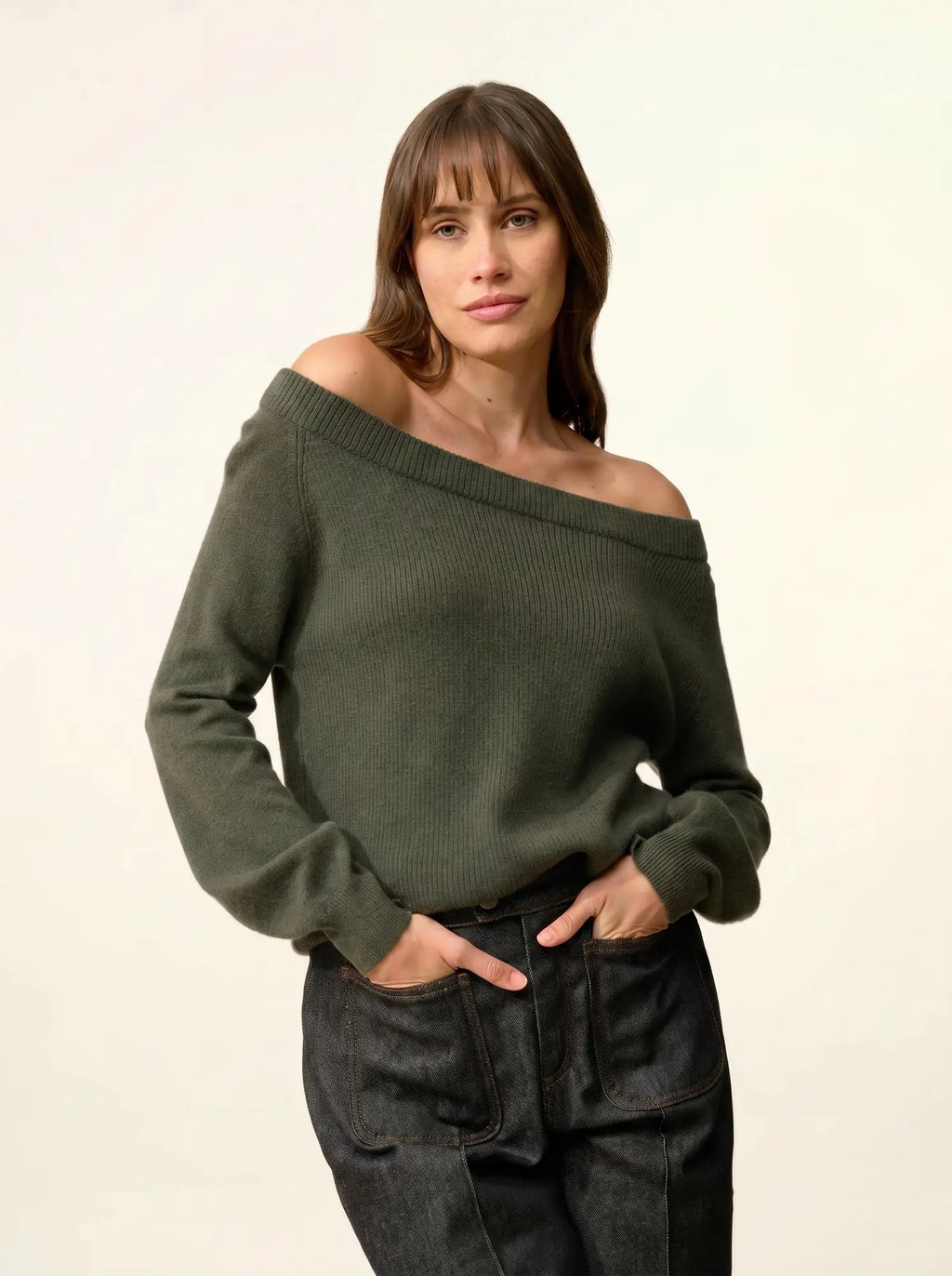 TONY Sweater Boat Neck Khaki