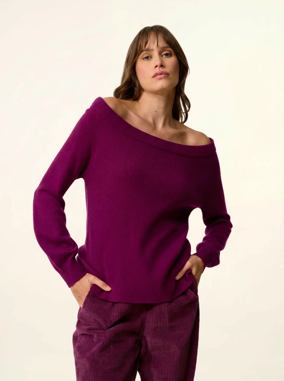 TONY Sweater Boat Neck Plum