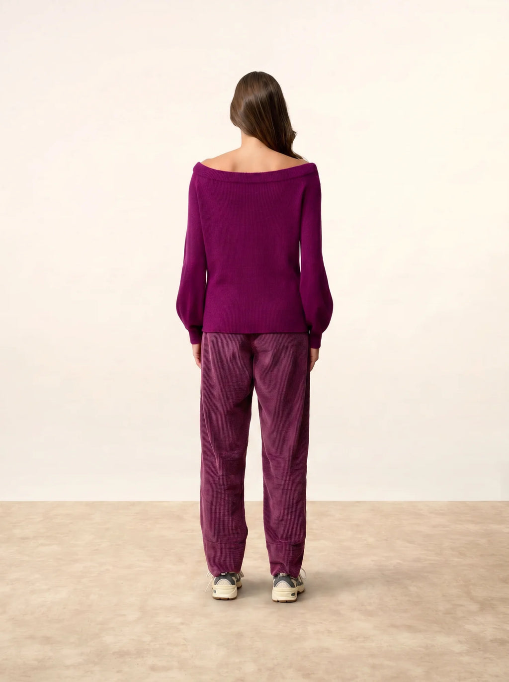 TONY Sweater Boat Neck Plum