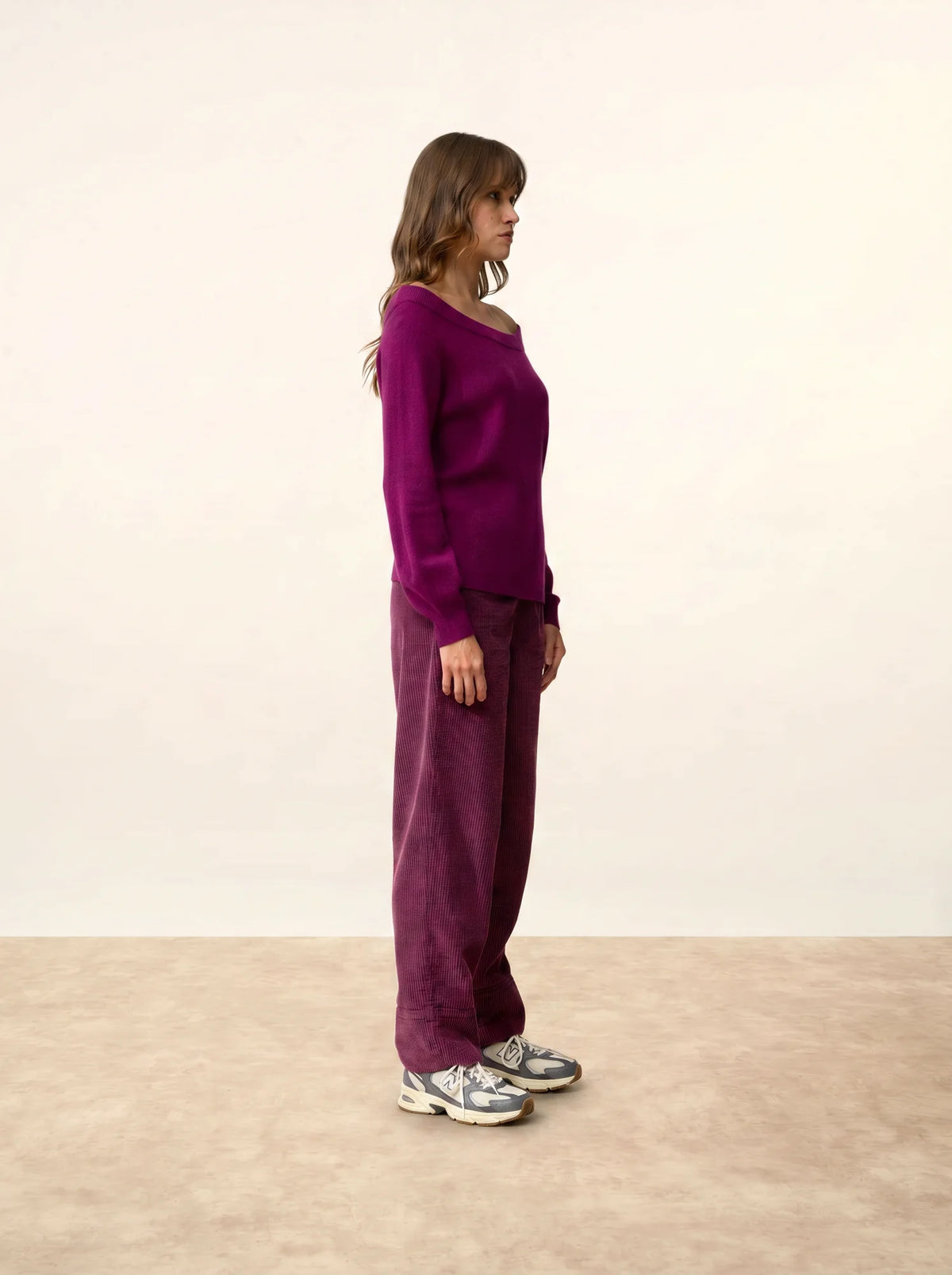 TONY Sweater Boat Neck Plum