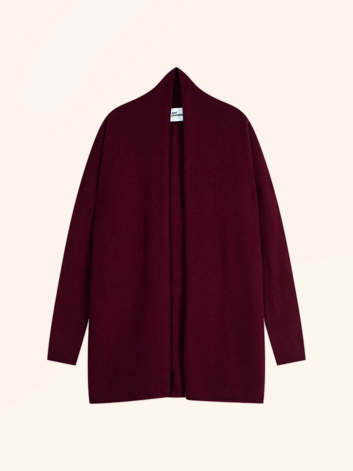 MADDIE Jacket Long Open Shawl Collar Burgundy