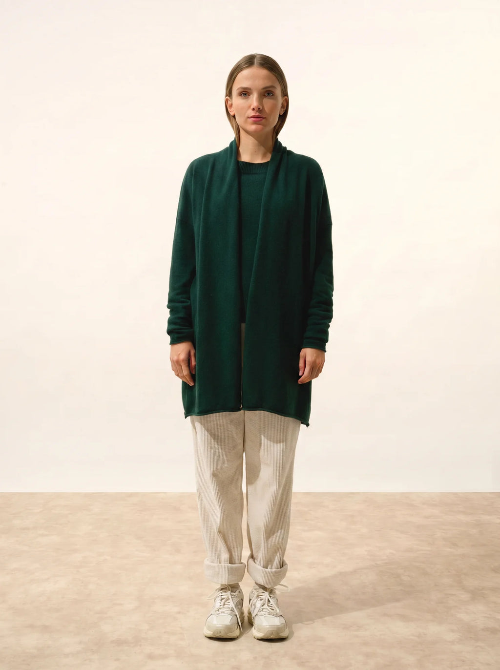 MADDIE Jacket Long Open Shawl Collar Cypress