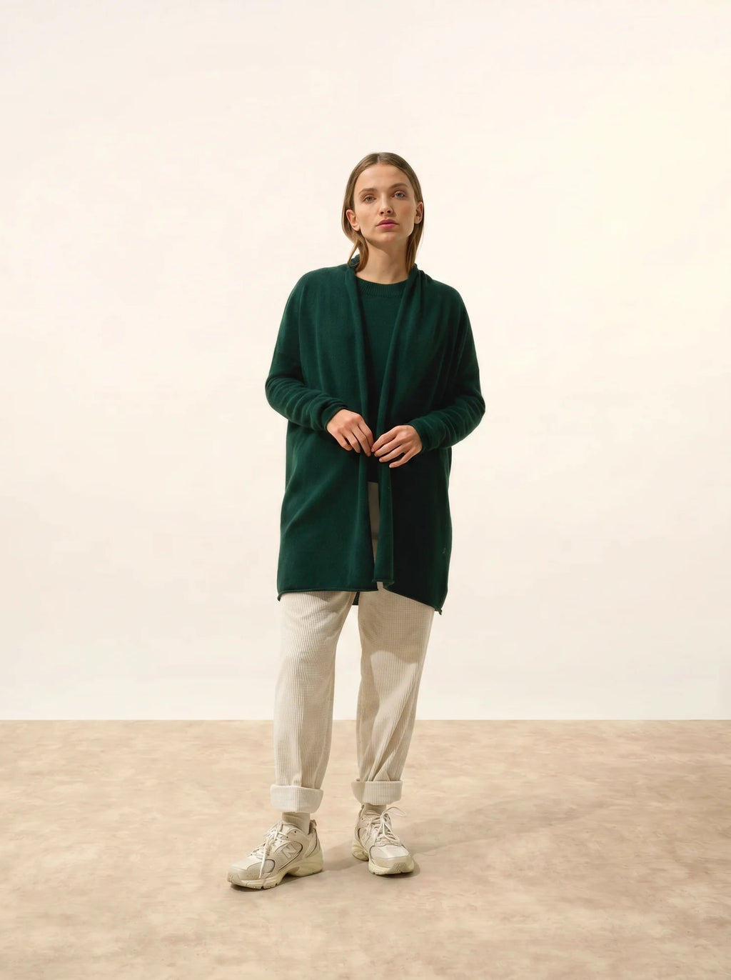 MADDIE Jacket Long Open Shawl Collar Cypress
