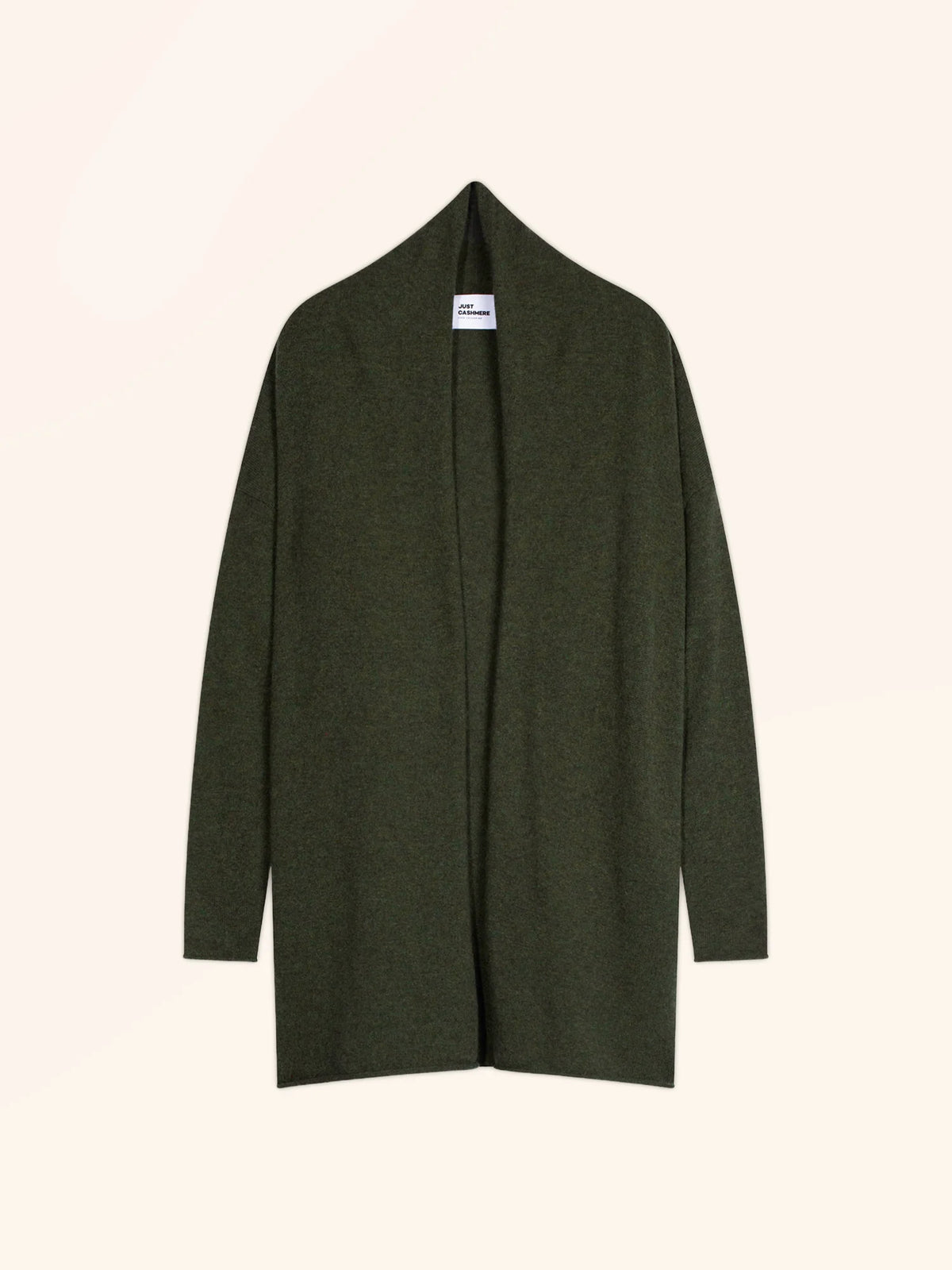 MADDIE Jacket Long Open Shawl Collar Heather Khaki