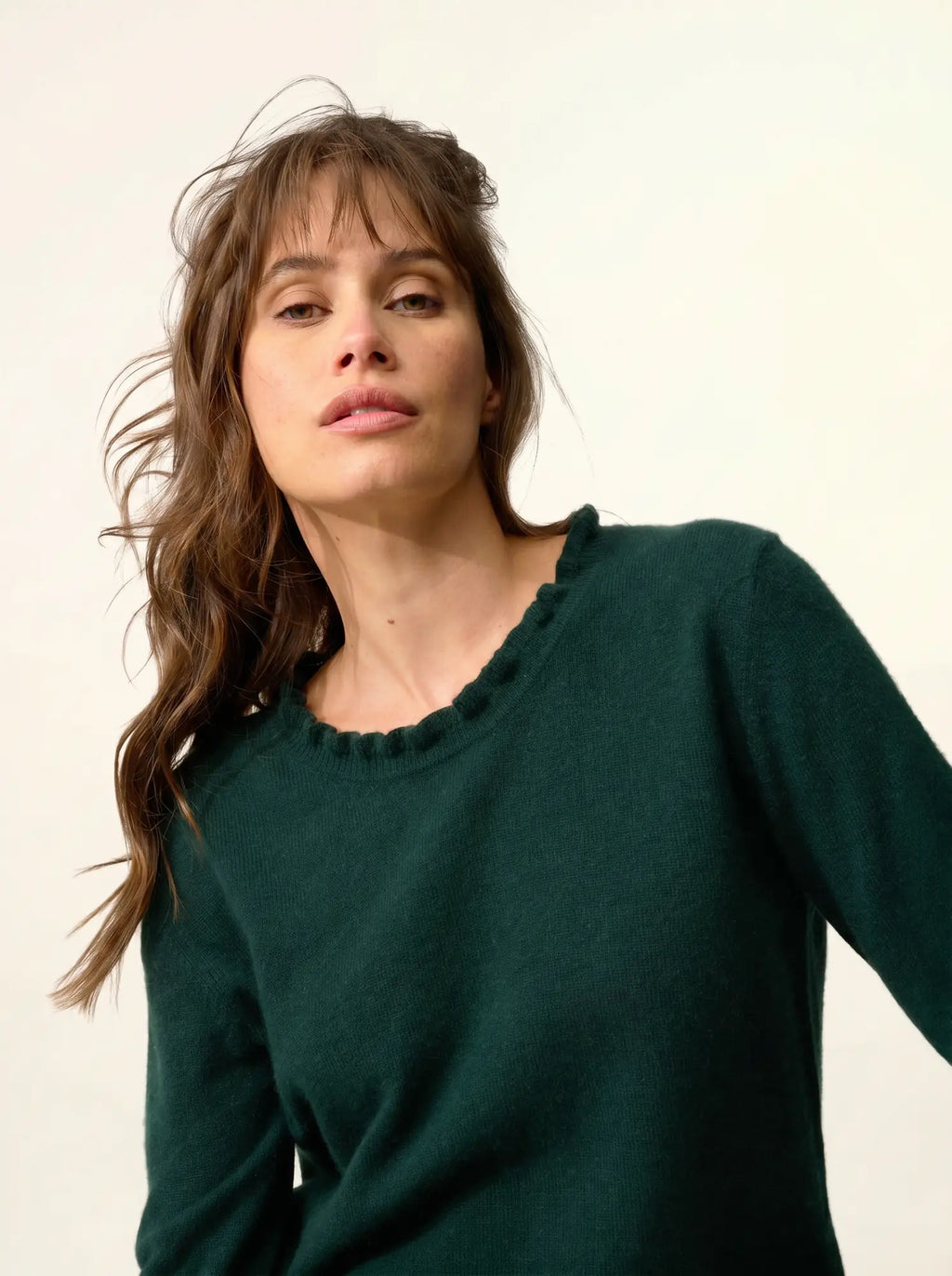 CHARLIE Sweater Mock Neck Ruffled Drop Back Cypress