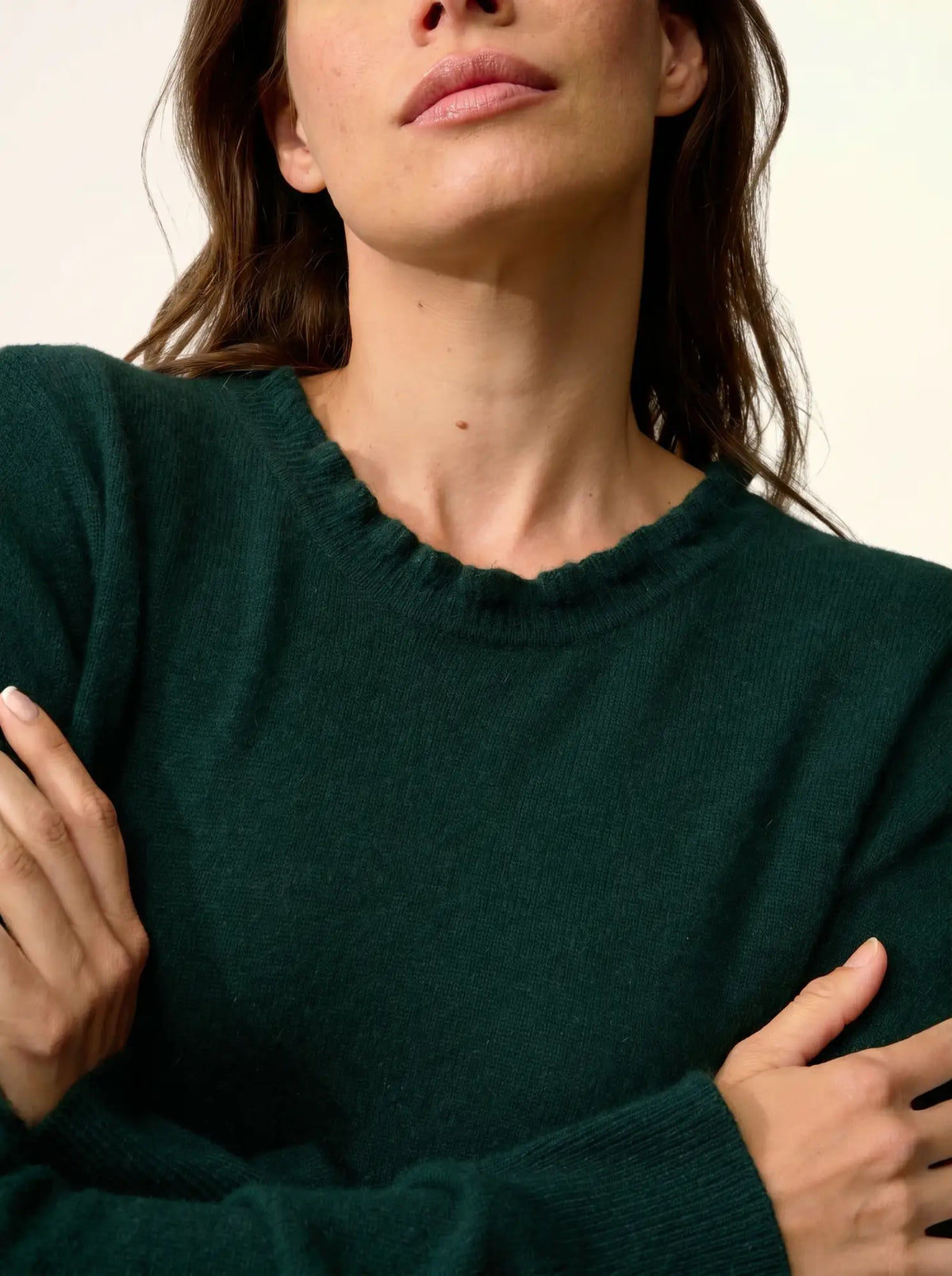 CHARLIE Sweater Mock Neck Ruffled Drop Back Cypress