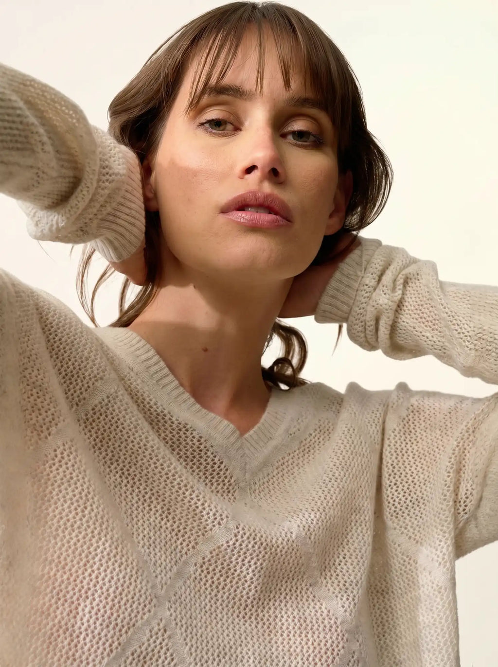 CAPUCINE Sweater V-Neck Heather Pearl Grey