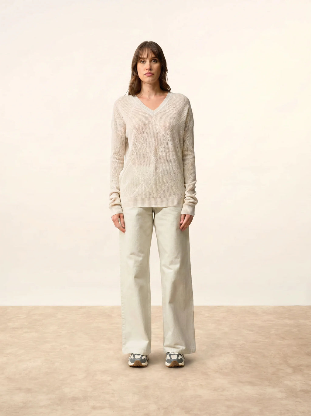 CAPUCINE Sweater V-Neck Heather Pearl Grey