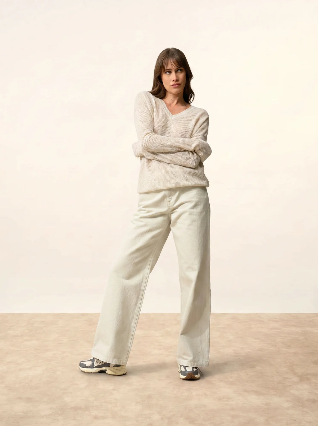 CAPUCINE Sweater V-Neck Heather Pearl Grey
