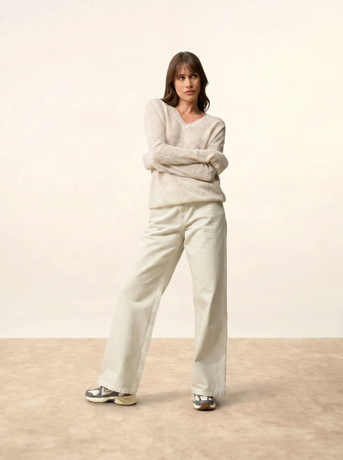 CAPUCINE Sweater V-Neck Heather Pearl Grey