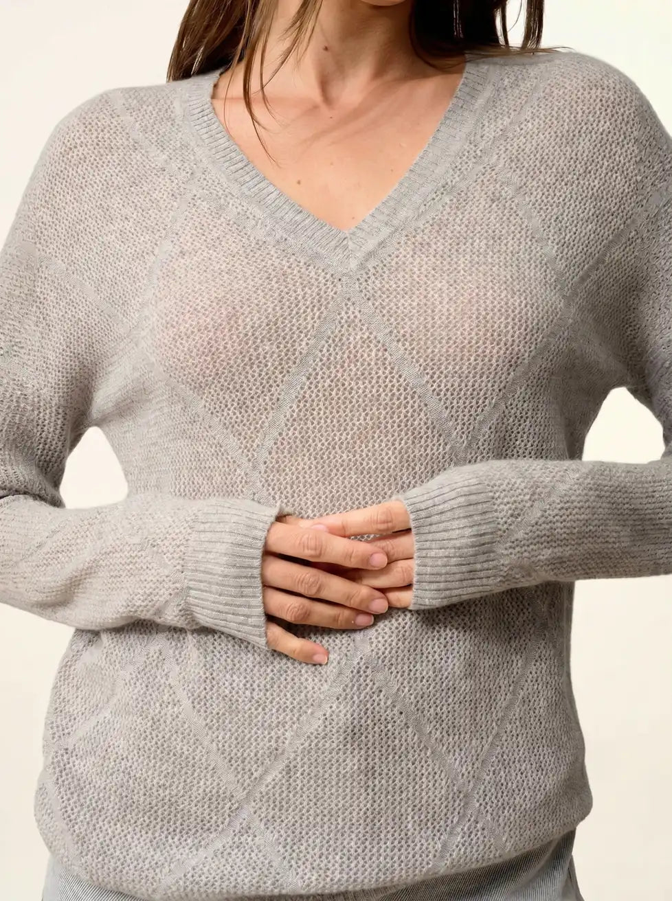 CAPUCINE Pull Col V Nuage Chiné