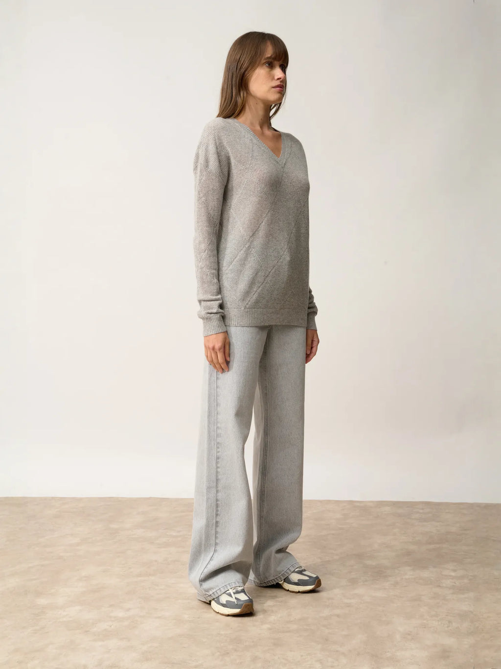 CAPUCINE Pull Col V Nuage Chiné
