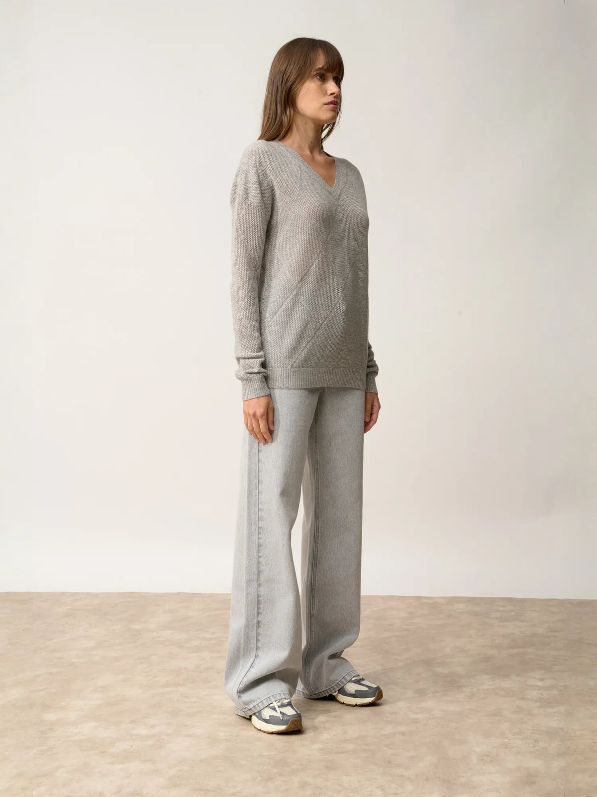 CAPUCINE Pull Col V Nuage Chiné