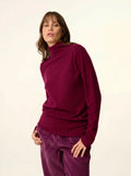 AMBRE Pull Col Montant Bordeaux
