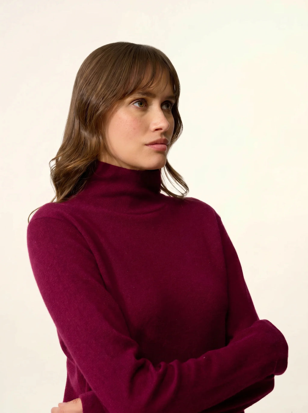 AMBRE Pull Col Montant Bordeaux