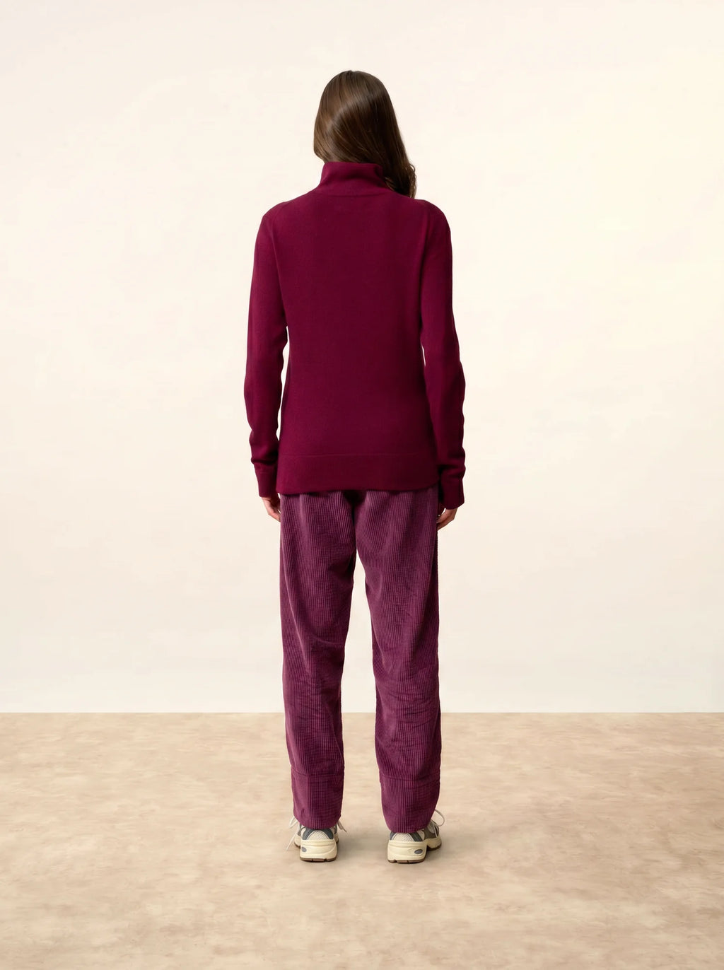 AMBRE Pull Col Montant Bordeaux