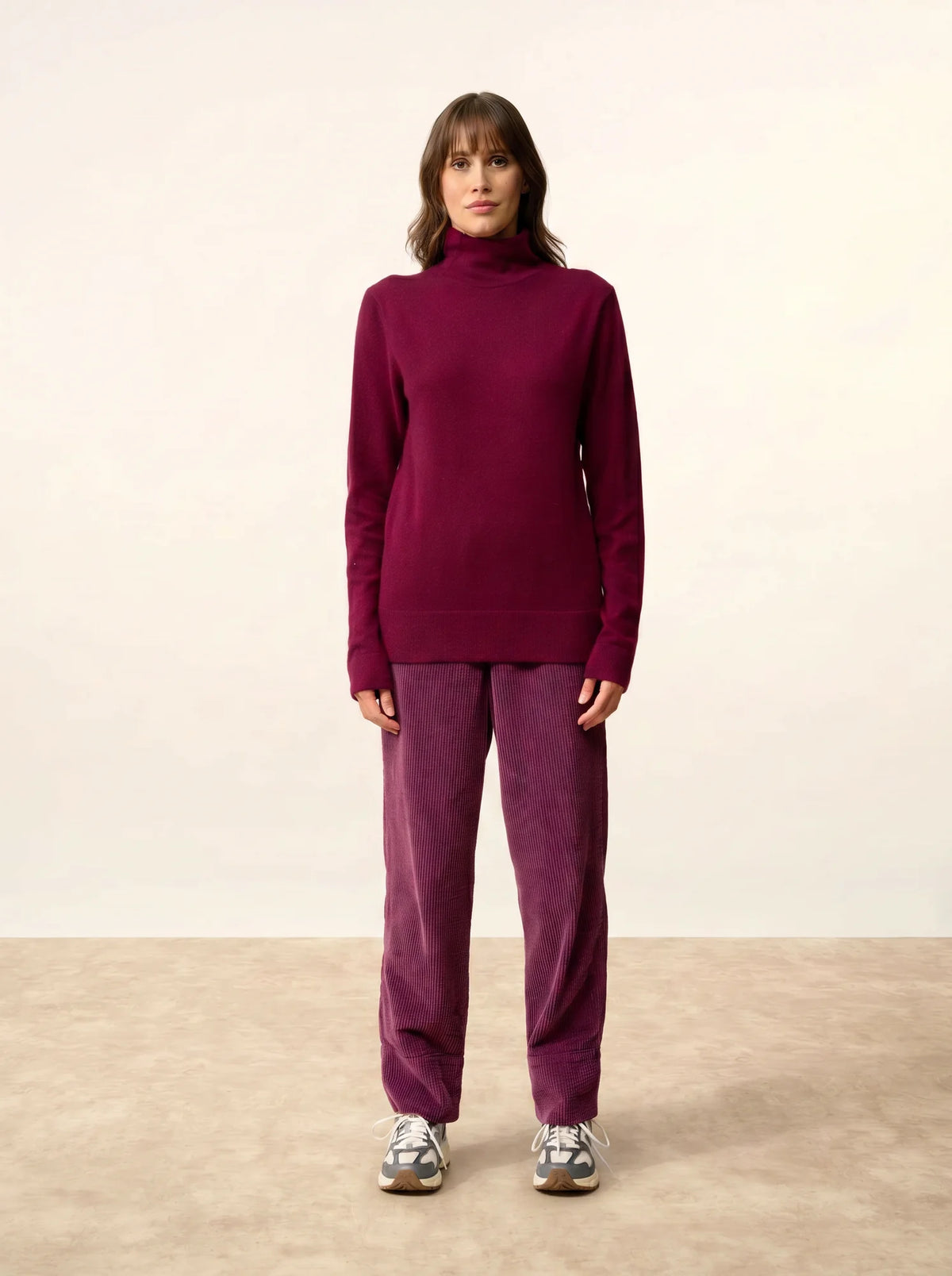 AMBRE Pull Col Montant Bordeaux