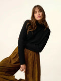 AMBRE Pull Col Montant Noir
