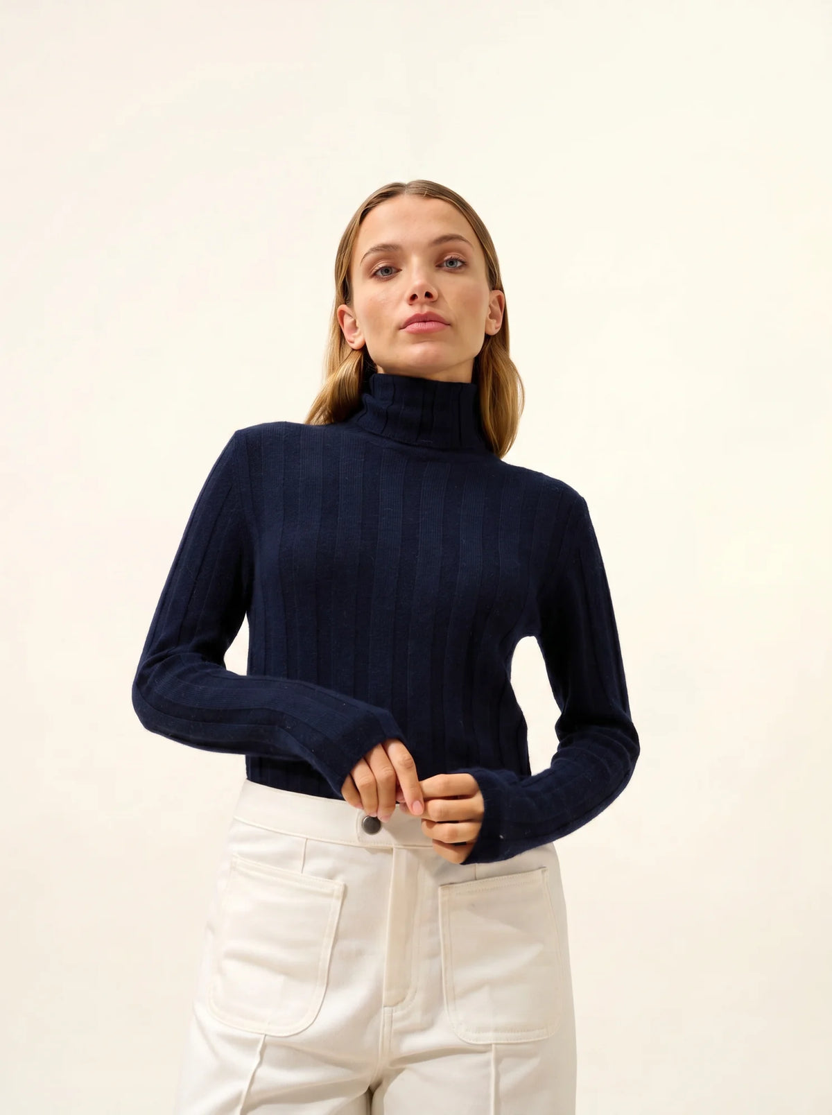 SERELITH Pull Col Roulé Bleu Marine