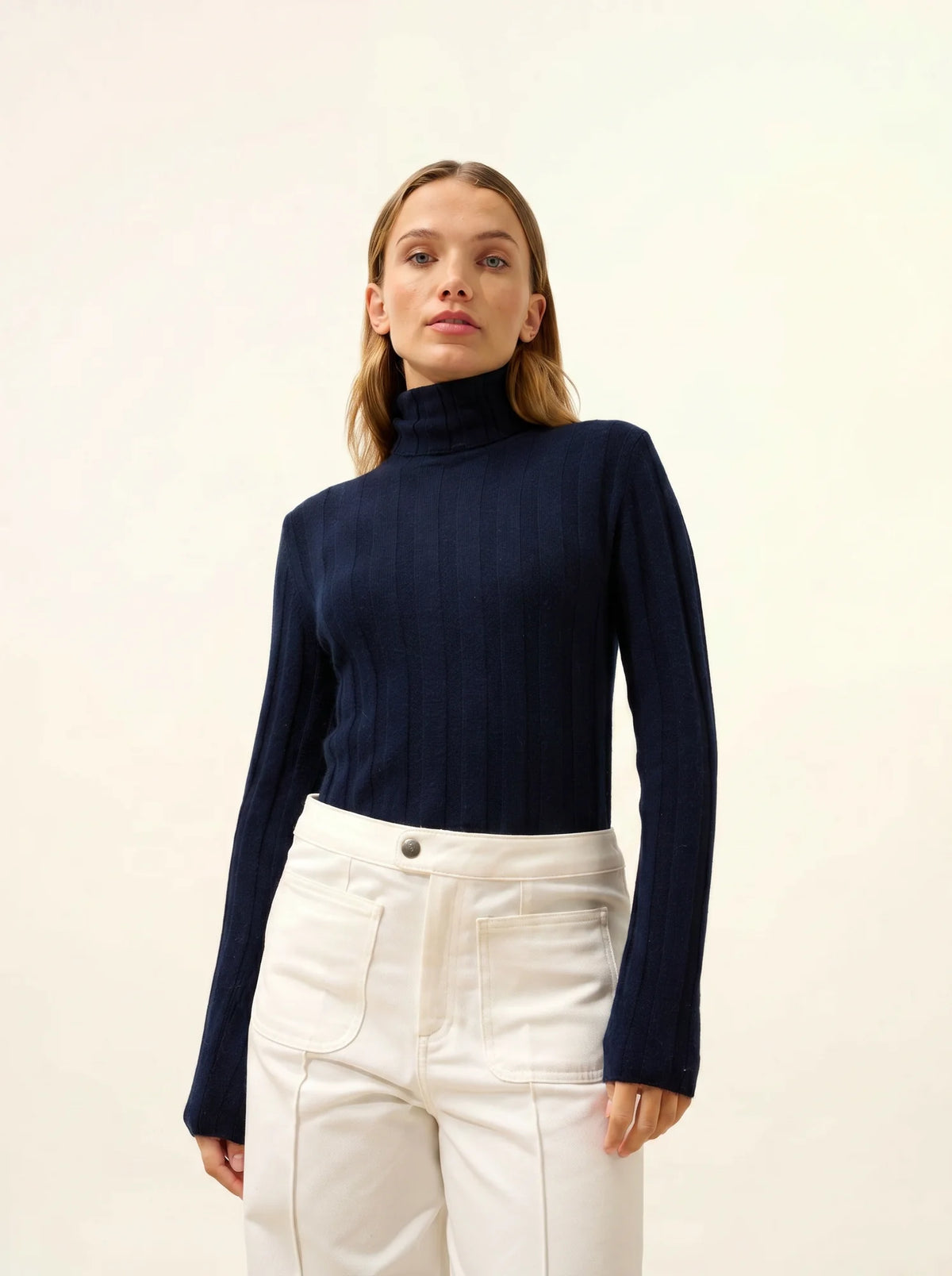 SERELITH Pull Col Roulé Bleu Marine
