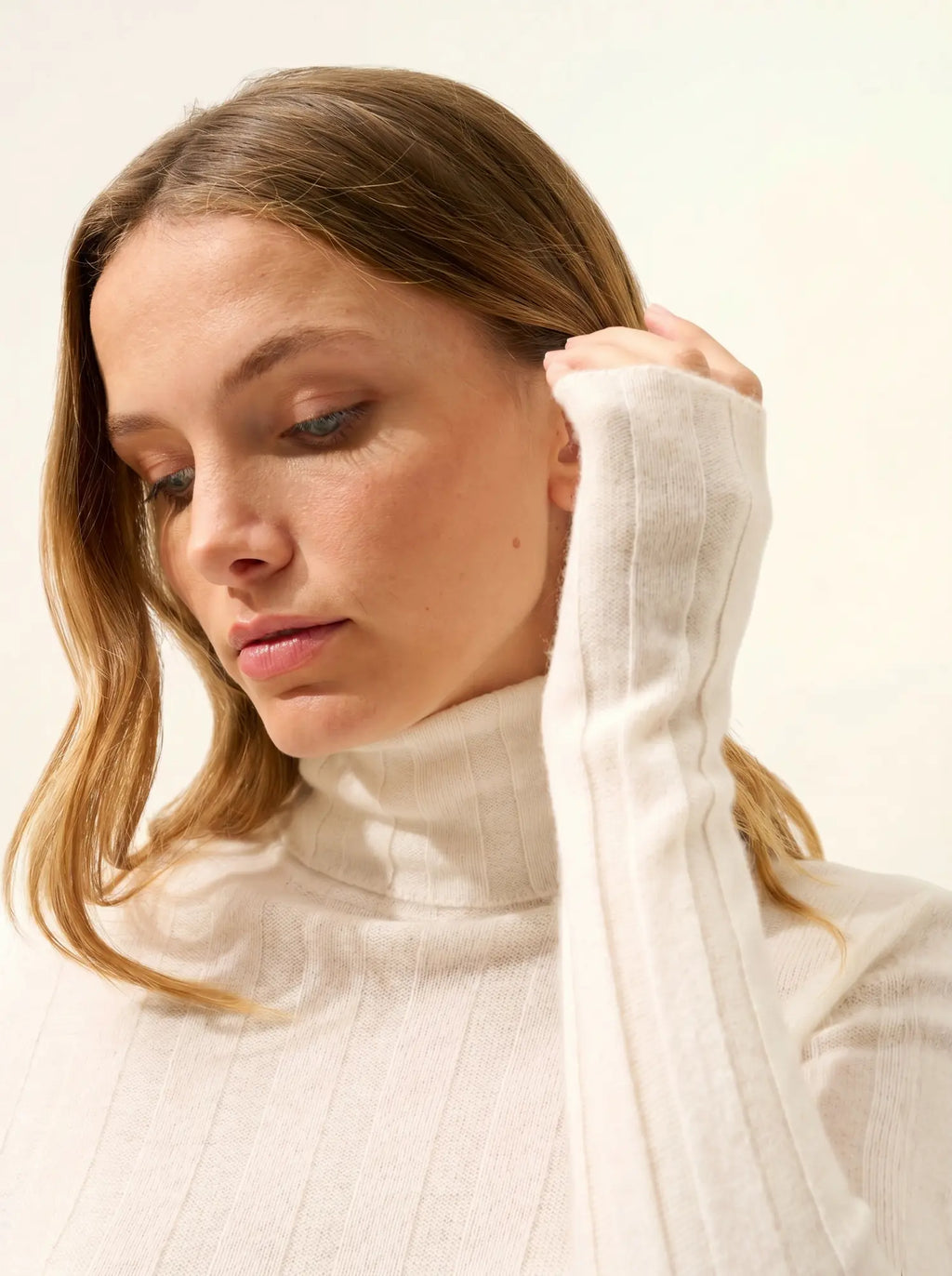 SERELITH Pullover Rollkragen Elfenbein