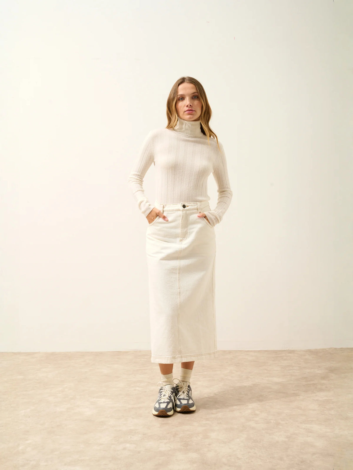 SERELITH Pullover Rollkragen Elfenbein