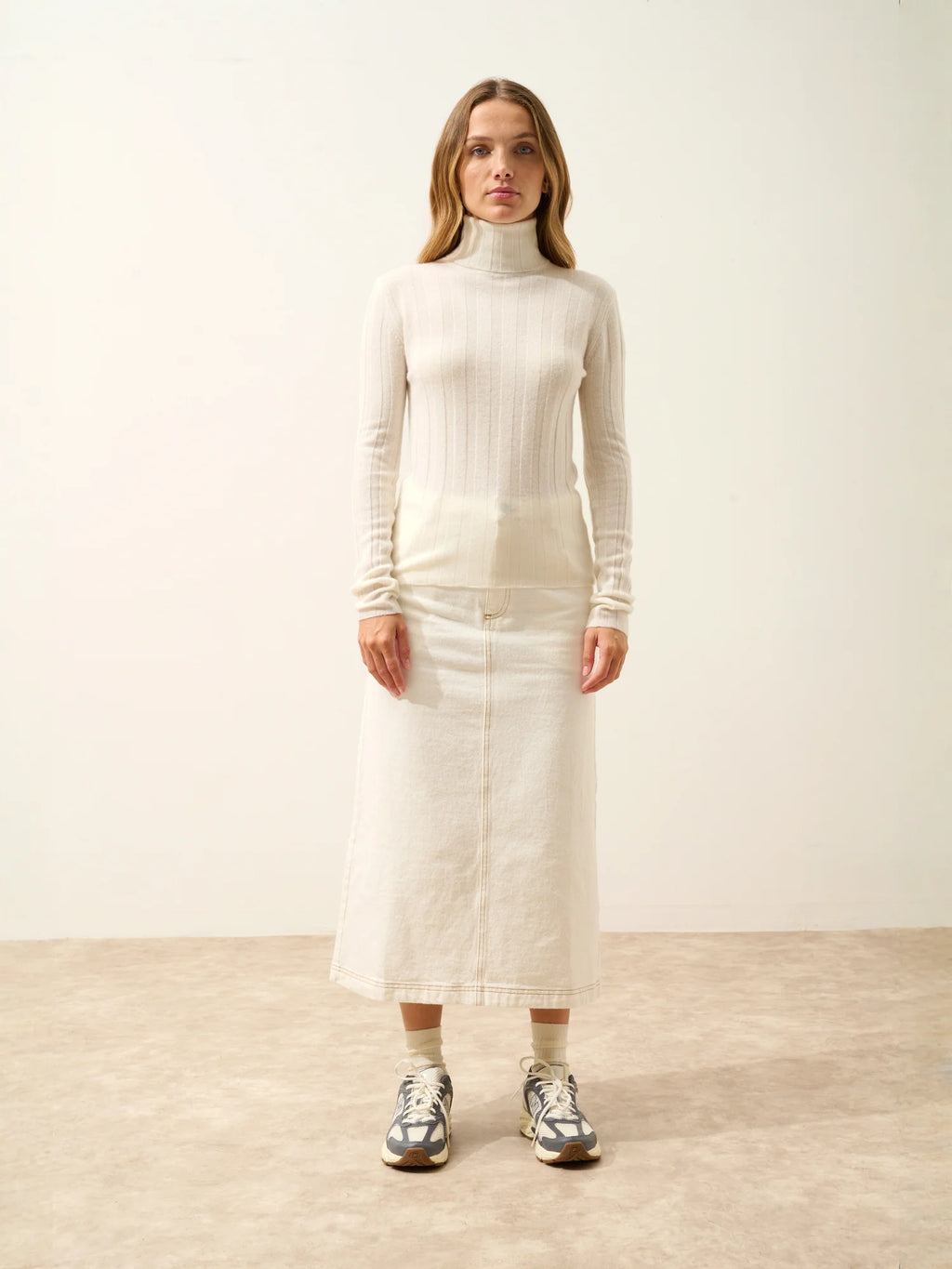 SERELITH Pullover Rollkragen Elfenbein