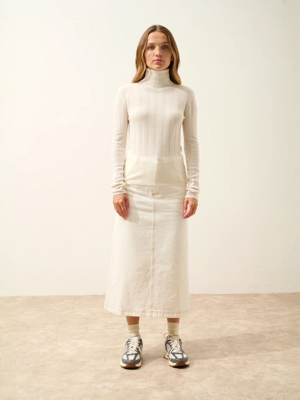 SERELITH Pullover Rollkragen Elfenbein