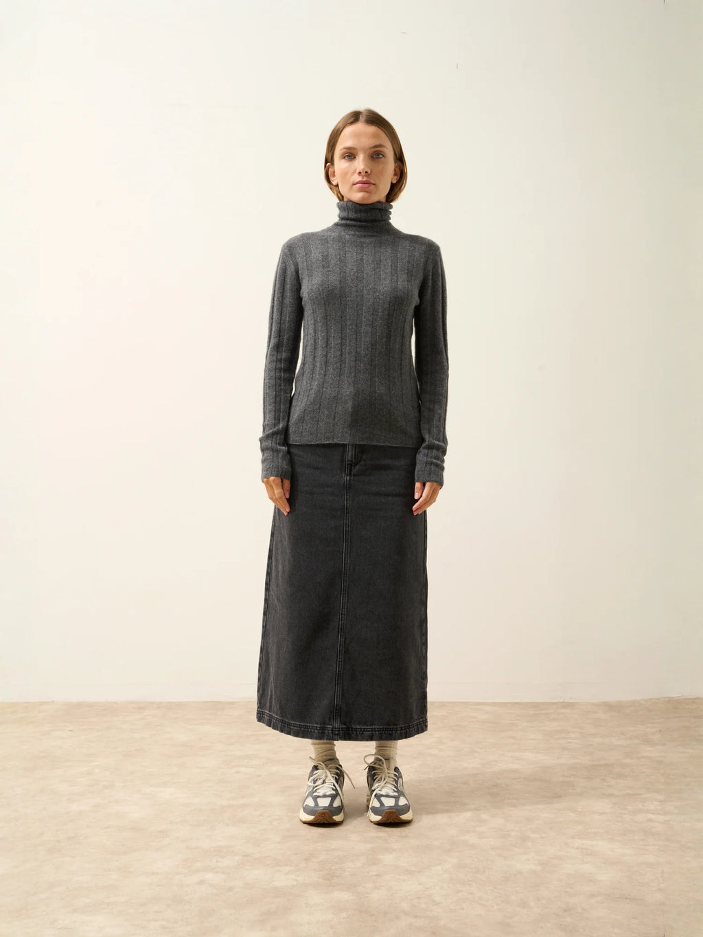 SERELITH Pullover Rollkragen Anthrazit meliert