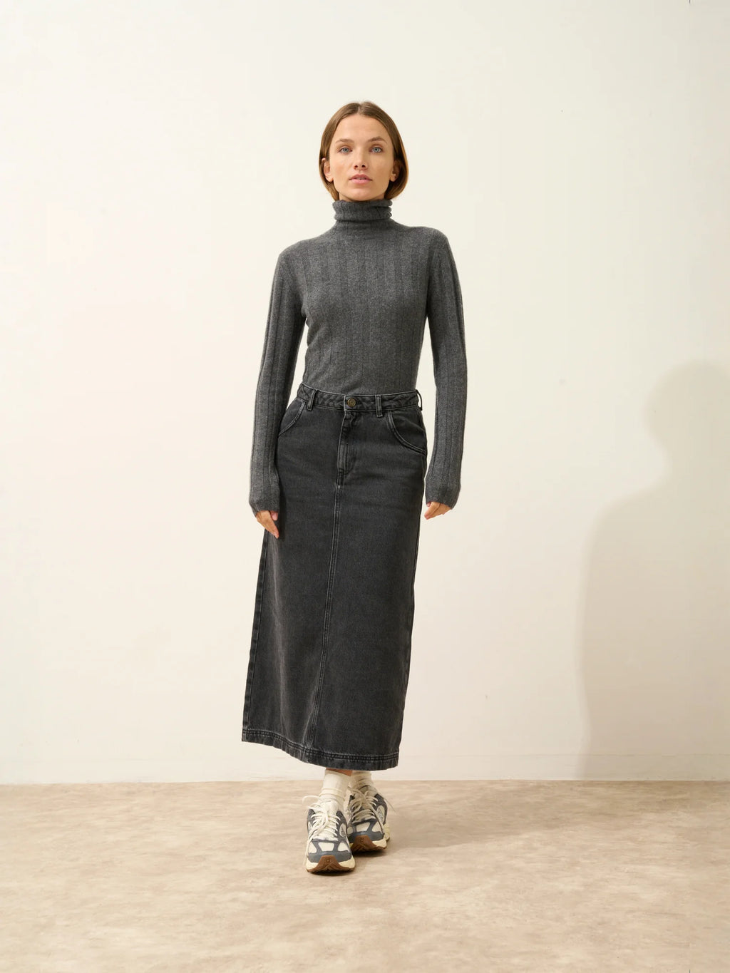 SERELITH Pullover Rollkragen Anthrazit meliert