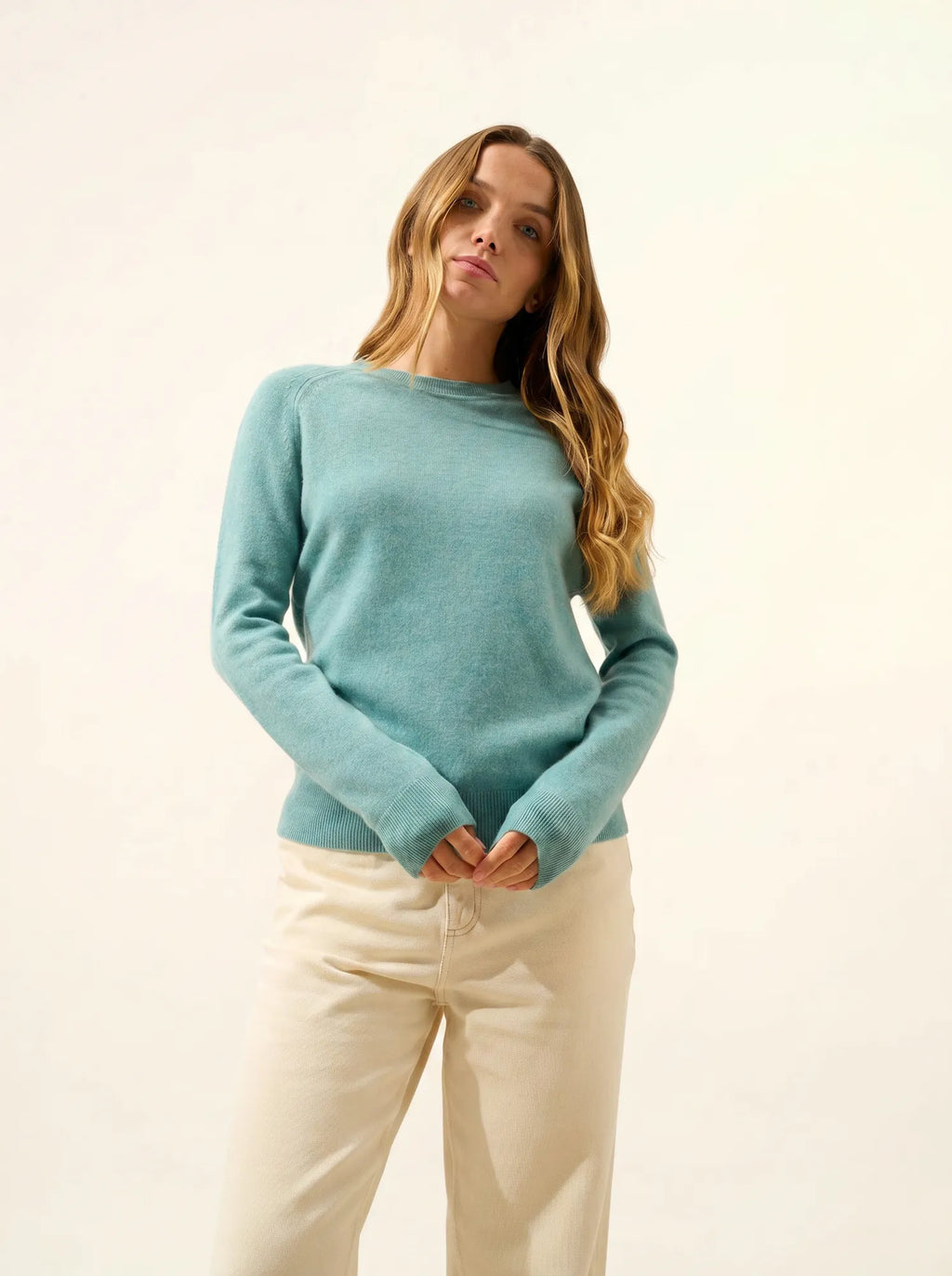 NORENA Sweater Crew Neck Heather Green