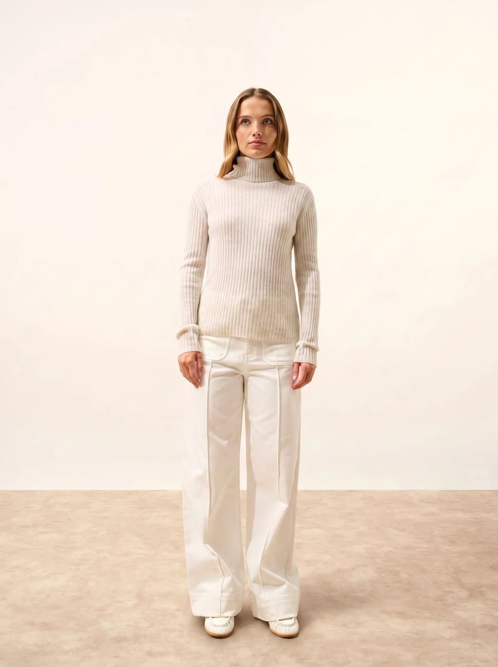 MIRAYA Pullover Rollkragen Perlgrau meliert