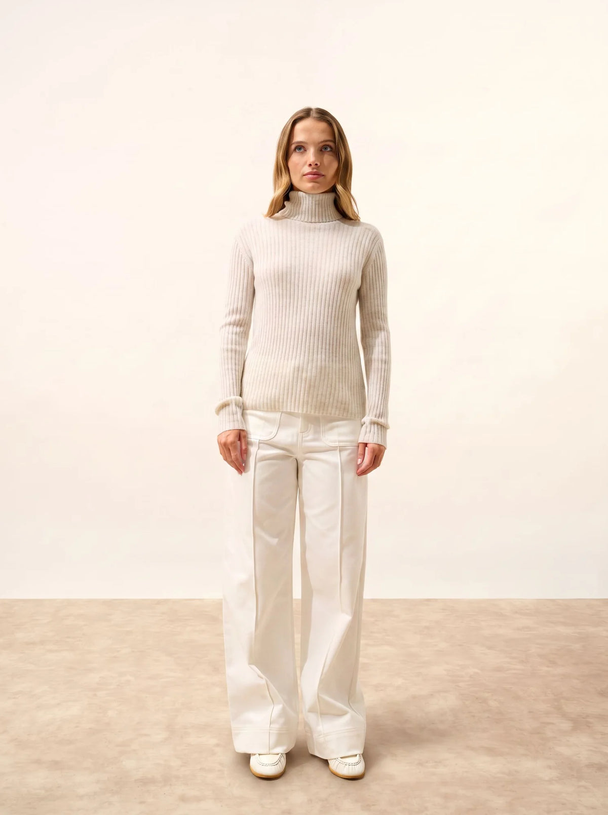 MIRAYA Pullover Rollkragen Perlgrau meliert