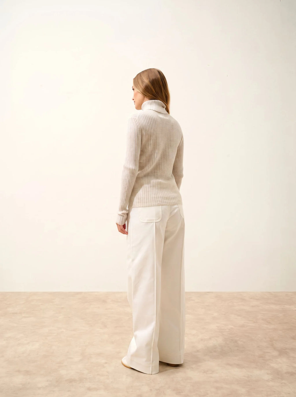 MIRAYA Pullover Rollkragen Perlgrau meliert