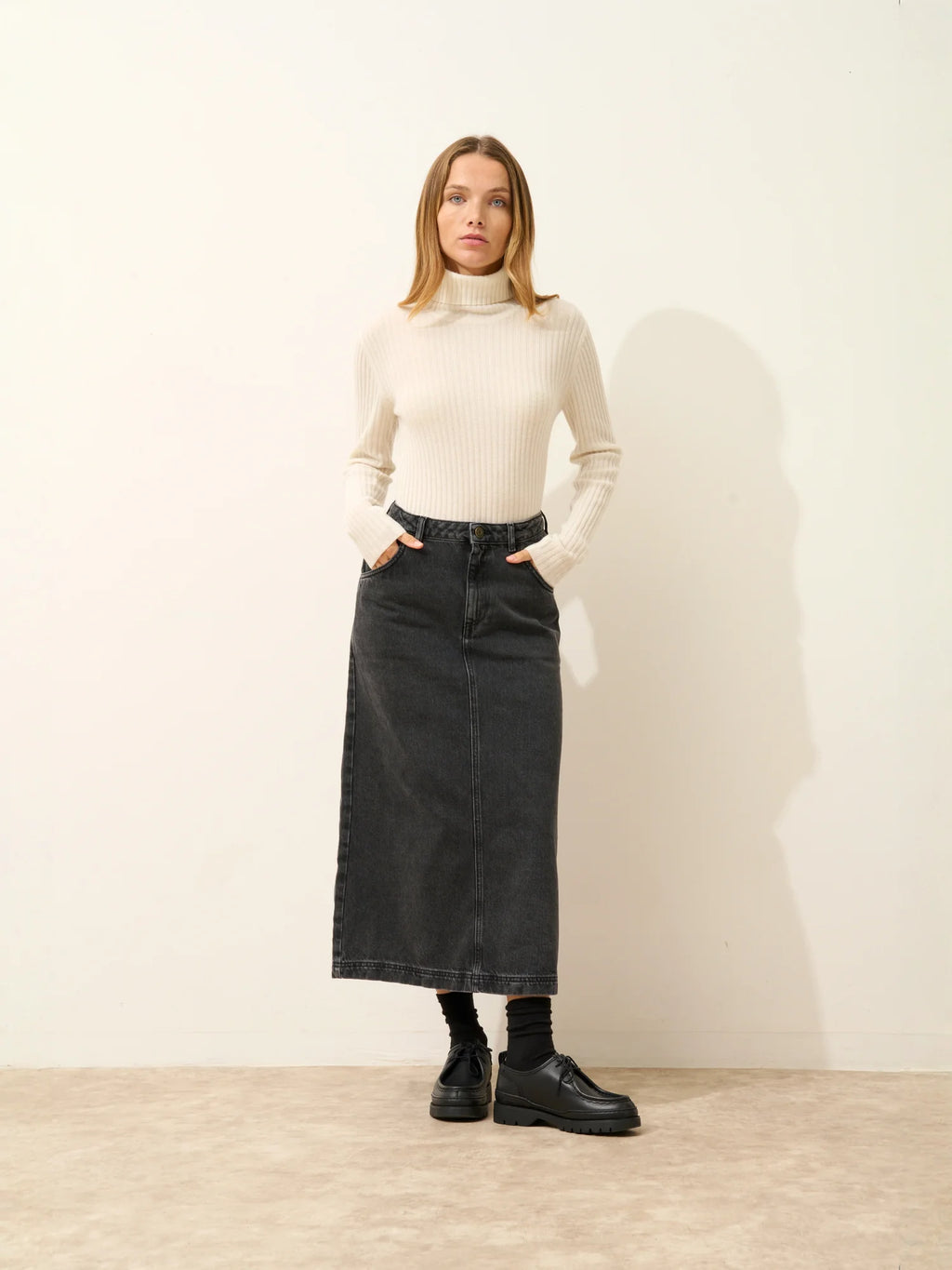 MIRAYA Pullover Rollkragen Elfenbein
