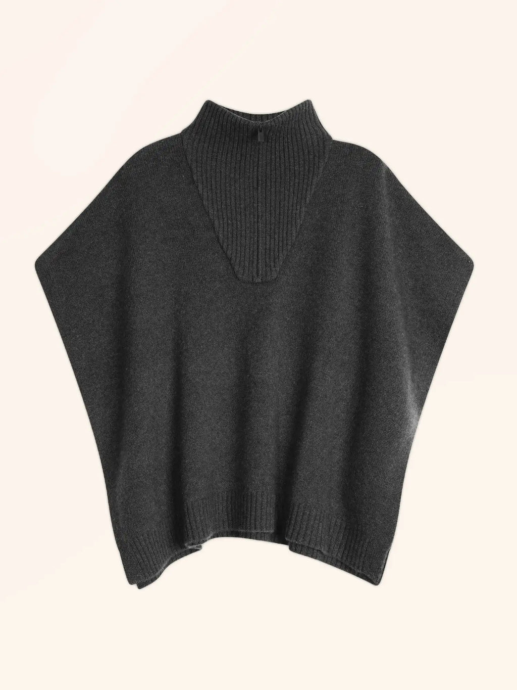 VIVIENNE Poncho Truckerkragen 4-fädig Carbon meliert
