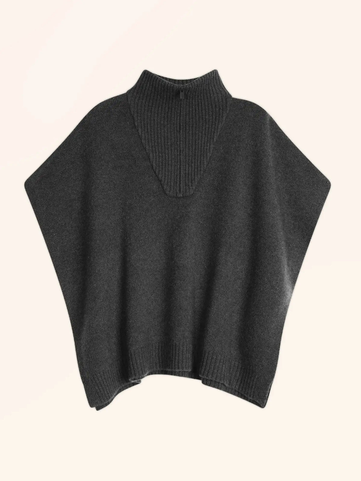 VIVIENNE Poncho Truckerkragen 4-fädig Carbon meliert