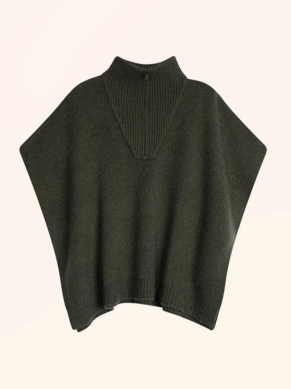 VIVIENNE Poncho Truckerkragen 4-fädig Khaki meliert