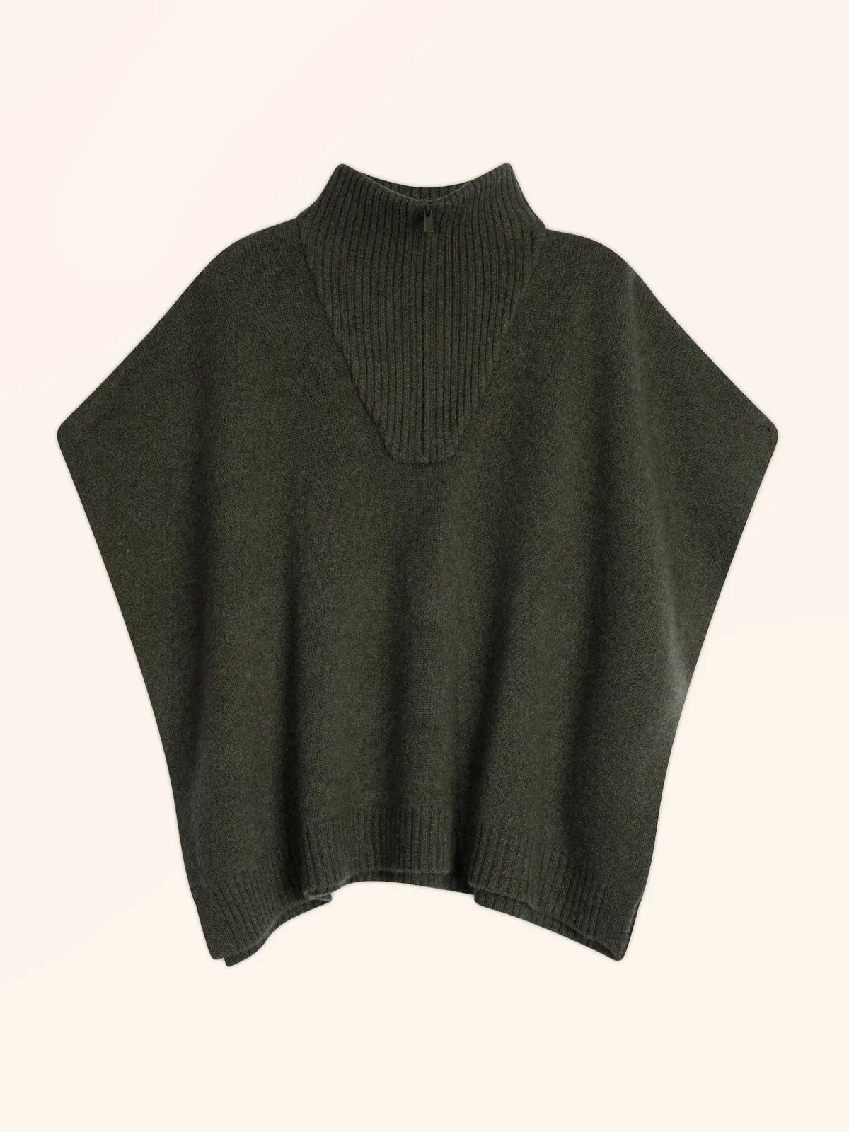 VIVIENNE Poncho Truckerkragen 4-fädig Khaki meliert