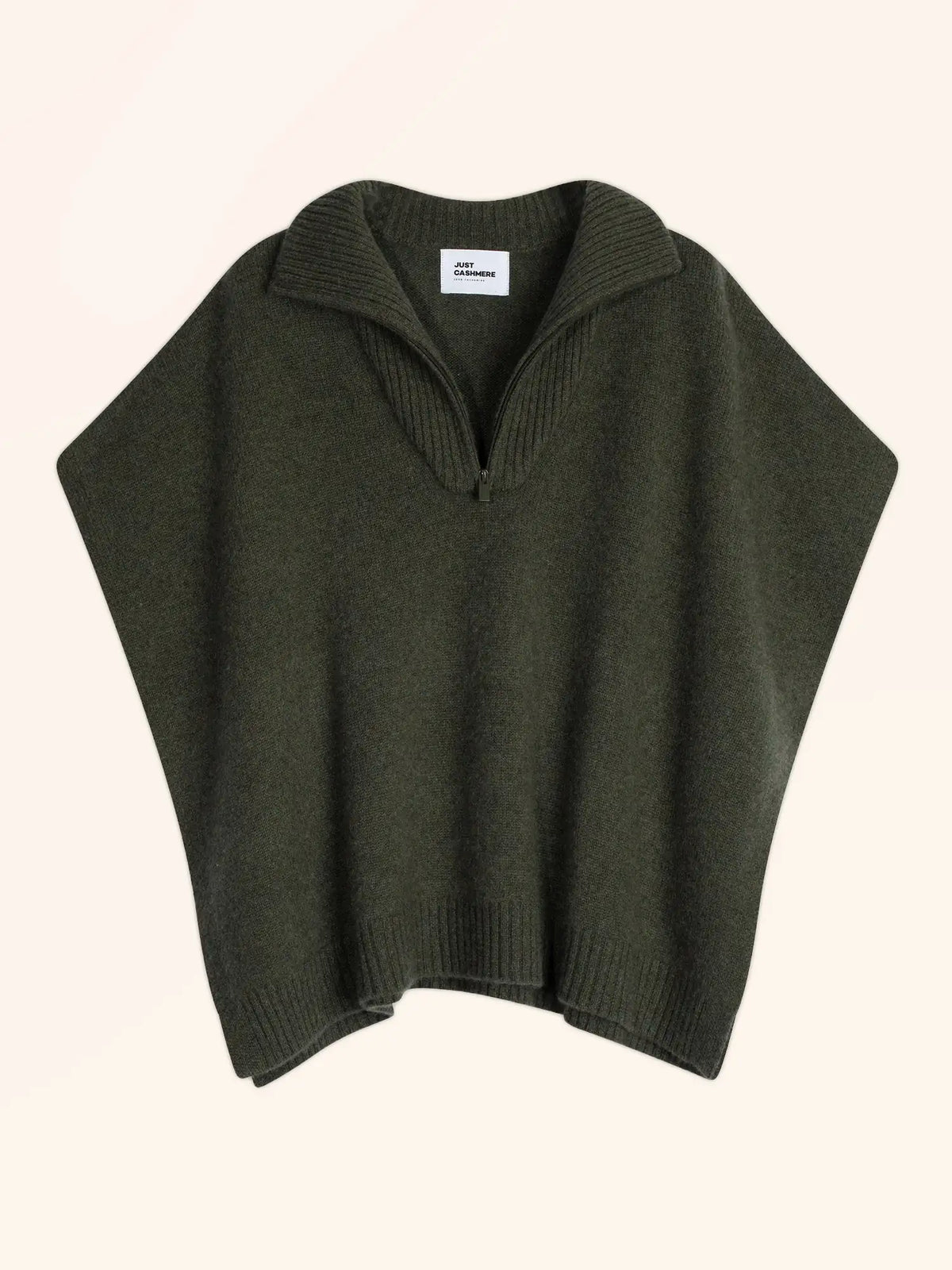 VIVIENNE Poncho Truckerkragen 4-fädig Khaki meliert