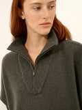 VIVIENNE Poncho Truckerkragen 4-fädig Khaki meliert