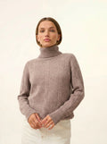 ESTELLE Pull Col Roulé 4 Fils Caribou Chiné